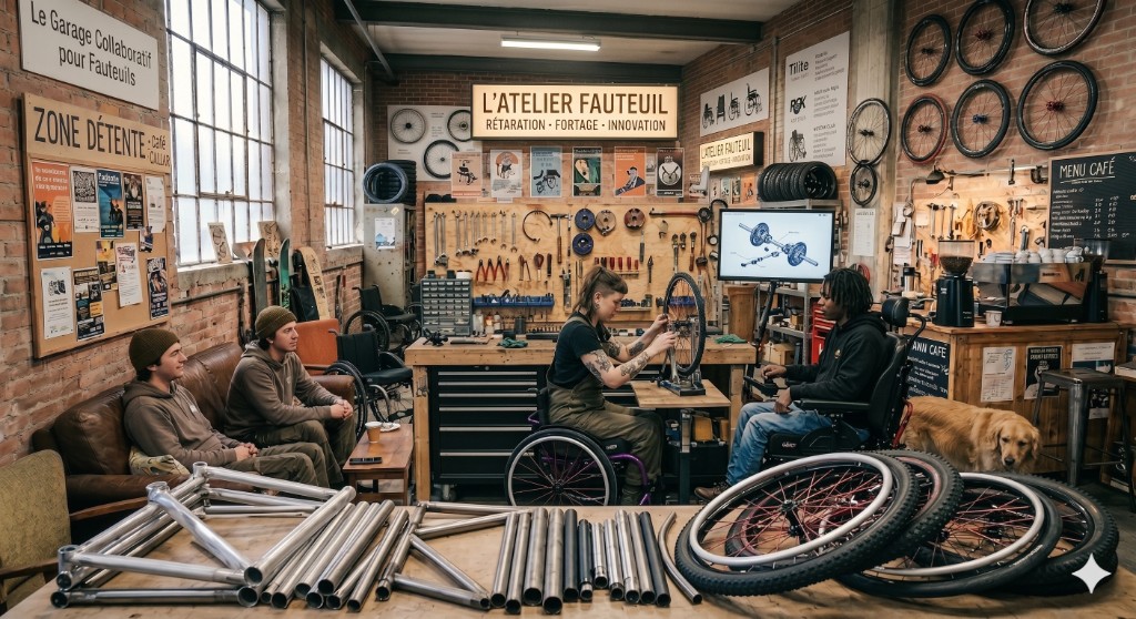 Fauteuil roulant en atelier
